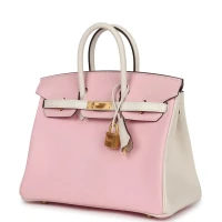 Hermes Special Order (HSS) Birkin 25 Rose Sakura and Nata Chevre Brushed Gold Hardware