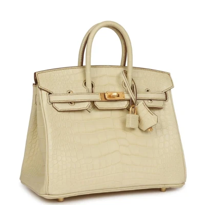 Hermes Special Order (HSS) Birkin 25 Vanille Matte Alligator Brushed Gold Hardware Hermes Special Order (HSS) Birkin 25 Vanille Matte Alligator Brushed Gold Hardware