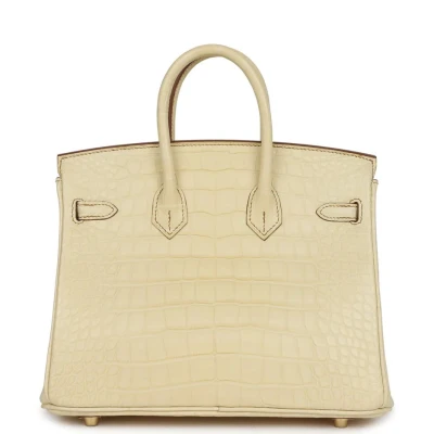 Hermes Special Order (HSS) Birkin 25 Vanille Matte Alligator Brushed Gold Hardware Hermes Special Order (HSS) Birkin 25 Vanille Matte Alligator Brushed Gold Hardware