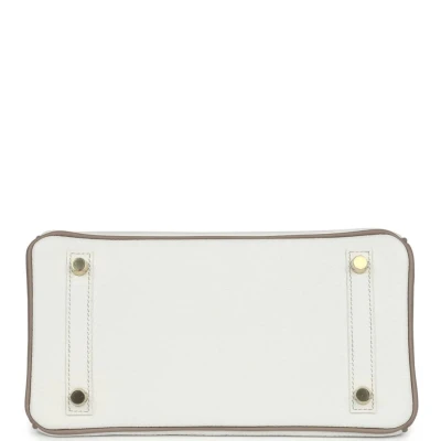 Hermes Special Order (HSS) Birkin 25 White and Gris Tourterelle Clemence Gold Hardware Hermes Special Order (HSS) Birkin 25 White and Gris Tourterelle Clemence Gold Hardware