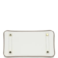 Hermes Special Order (HSS) Birkin 25 White and Gris Tourterelle Clemence Gold Hardware Hermes Special Order (HSS) Birkin 25 White and Gris Tourterelle Clemence Gold Hardware