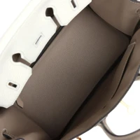 Hermes Special Order (HSS) Birkin 25 White and Gris Tourterelle Clemence Gold Hardware Hermes Special Order (HSS) Birkin 25 White and Gris Tourterelle Clemence Gold Hardware