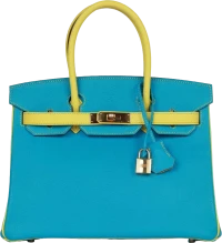 Hermes Special Order (HSS) Birkin 30 Bleu Turquoise and Lime Chevre Gold Hardware Hermes Special Order (HSS) Birkin 30 Bleu Turquoise and Lime Chevre Gold Hardware