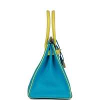 Hermes Special Order (HSS) Birkin 30 Bleu Turquoise and Lime Chevre Gold Hardware Hermes Special Order (HSS) Birkin 30 Bleu Turquoise and Lime Chevre Gold Hardware