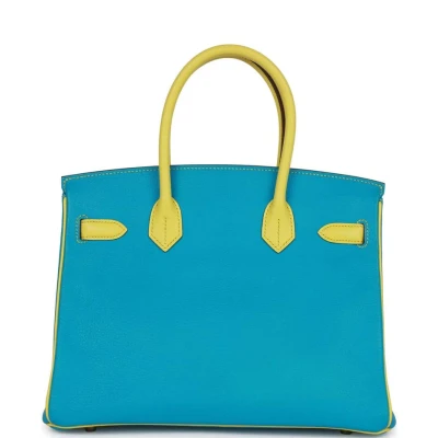 Hermes Special Order (HSS) Birkin 30 Bleu Turquoise and Lime Chevre Gold Hardware Hermes Special Order (HSS) Birkin 30 Bleu Turquoise and Lime Chevre Gold Hardware
