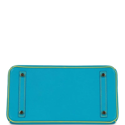 Hermes Special Order (HSS) Birkin 30 Bleu Turquoise and Lime Chevre Gold Hardware Hermes Special Order (HSS) Birkin 30 Bleu Turquoise and Lime Chevre Gold Hardware