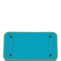Hermes Special Order (HSS) Birkin 30 Bleu Turquoise and Lime Chevre Gold Hardware Hermes Special Order (HSS) Birkin 30 Bleu Turquoise and Lime Chevre Gold Hardware