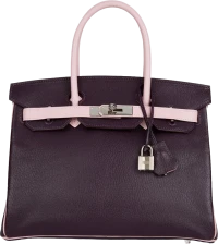 Hermes Special Order (HSS) Birkin 30 Raisin and Rose Sakura Chevre Palladium Hardware Hermes Special Order (HSS) Birkin 30 Raisin and Rose Sakura Chevre Palladium Hardware