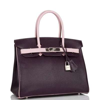 Hermes Special Order (HSS) Birkin 30 Raisin and Rose Sakura Chevre Palladium Hardware Hermes Special Order (HSS) Birkin 30 Raisin and Rose Sakura Chevre Palladium Hardware