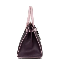 Hermes Special Order (HSS) Birkin 30 Raisin and Rose Sakura Chevre Palladium Hardware Hermes Special Order (HSS) Birkin 30 Raisin and Rose Sakura Chevre Palladium Hardware