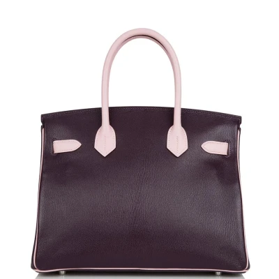 Hermes Special Order (HSS) Birkin 30 Raisin and Rose Sakura Chevre Palladium Hardware Hermes Special Order (HSS) Birkin 30 Raisin and Rose Sakura Chevre Palladium Hardware