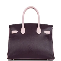 Hermes Special Order (HSS) Birkin 30 Raisin and Rose Sakura Chevre Palladium Hardware Hermes Special Order (HSS) Birkin 30 Raisin and Rose Sakura Chevre Palladium Hardware