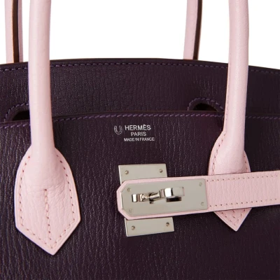 Hermes Special Order (HSS) Birkin 30 Raisin and Rose Sakura Chevre Palladium Hardware Hermes Special Order (HSS) Birkin 30 Raisin and Rose Sakura Chevre Palladium Hardware