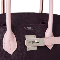 Hermes Special Order (HSS) Birkin 30 Raisin and Rose Sakura Chevre Palladium Hardware Hermes Special Order (HSS) Birkin 30 Raisin and Rose Sakura Chevre Palladium Hardware