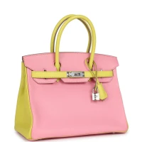 Hermes Special Order (HSS) Birkin 30 Rose Confetti and Lime Chevre Mysore Palladium Hardware Hermes Special Order (HSS) Birkin 30 Rose Confetti and Lime Chevre Mysore Palladium Hardware