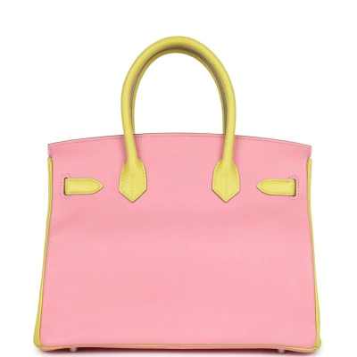 Hermes Special Order (HSS) Birkin 30 Rose Confetti and Lime Chevre Mysore Palladium Hardware Hermes Special Order (HSS) Birkin 30 Rose Confetti and Lime Chevre Mysore Palladium Hardware