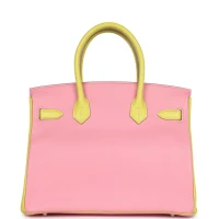 Hermes Special Order (HSS) Birkin 30 Rose Confetti and Lime Chevre Mysore Palladium Hardware Hermes Special Order (HSS) Birkin 30 Rose Confetti and Lime Chevre Mysore Palladium Hardware