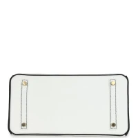 Hermes Special Order (HSS) Birkin 30 White and Black Clemence Brushed Gold Hardware