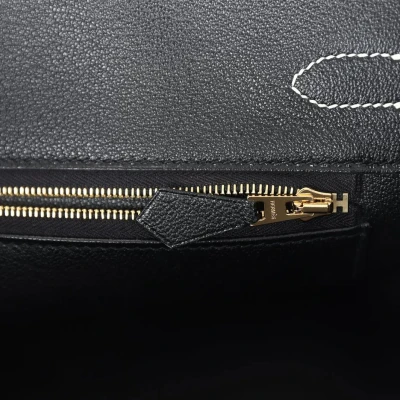 Hermes Special Order (HSS) Birkin 30 White and Black Clemence Brushed Gold Hardware