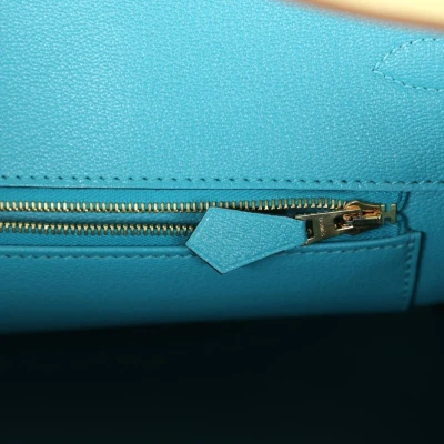 Hermes Special Order (HSS) Birkin 35 Jaune Poussin and Bleu Paradise Togo Brushed Gold Hardware Hermes Special Order (HSS) Birkin 35 Jaune Poussin and Bleu Paradise Togo Brushed Gold Hardware