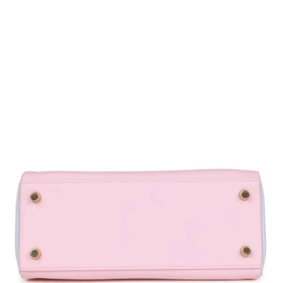 Hermes Special Order (HSS) Kelly Retourne 25 Rose Sakura and Bleu Brume Swift Permabrass Hardware Hermes Special Order (HSS) Kelly Retourne 25 Rose Sakura and Bleu Brume Swift Permabrass Hardware
