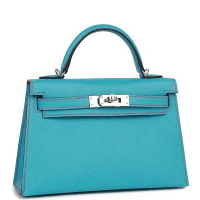 Hermes Special Order (HSS) Kelly Sellier 20 Bleu du Nord and Bougainvillea Epsom Palladium Hardware Hermes Special Order (HSS) Kelly Sellier 20 Bleu du Nord and Bougainvillea Epsom Palladium Hardware