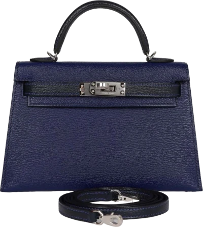 Hermes Special Order (HSS) Kelly Sellier 20 Bleu Encre and Bleu Indigo Chevre Mysore Palladium Hardware Hermes Special Order (HSS) Kelly Sellier 20 Bleu Encre and Bleu Indigo Chevre Mysore Palladium Hardware