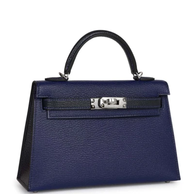 Hermes Special Order (HSS) Kelly Sellier 20 Bleu Encre and Bleu Indigo Chevre Mysore Palladium Hardware Hermes Special Order (HSS) Kelly Sellier 20 Bleu Encre and Bleu Indigo Chevre Mysore Palladium Hardware