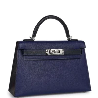 Hermes Special Order (HSS) Kelly Sellier 20 Bleu Encre and Bleu Indigo Chevre Mysore Palladium Hardware Hermes Special Order (HSS) Kelly Sellier 20 Bleu Encre and Bleu Indigo Chevre Mysore Palladium Hardware