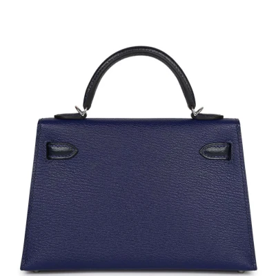 Hermes Special Order (HSS) Kelly Sellier 20 Bleu Encre and Bleu Indigo Chevre Mysore Palladium Hardware Hermes Special Order (HSS) Kelly Sellier 20 Bleu Encre and Bleu Indigo Chevre Mysore Palladium Hardware
