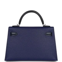 Hermes Special Order (HSS) Kelly Sellier 20 Bleu Encre and Bleu Indigo Chevre Mysore Palladium Hardware Hermes Special Order (HSS) Kelly Sellier 20 Bleu Encre and Bleu Indigo Chevre Mysore Palladium Hardware