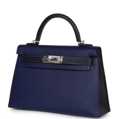 Hermes Special Order (HSS) Kelly Sellier 20 Bleu Encre and Bleu Indigo Chevre Mysore Palladium Hardware Hermes Special Order (HSS) Kelly Sellier 20 Bleu Encre and Bleu Indigo Chevre Mysore Palladium Hardware