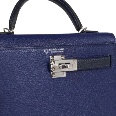 Hermes Special Order (HSS) Kelly Sellier 20 Bleu Encre and Bleu Indigo Chevre Mysore Palladium Hardware Hermes Special Order (HSS) Kelly Sellier 20 Bleu Encre and Bleu Indigo Chevre Mysore Palladium Hardware