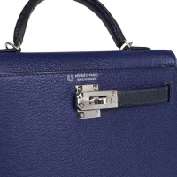 Hermes Special Order (HSS) Kelly Sellier 20 Bleu Encre and Bleu Indigo Chevre Mysore Palladium Hardware Hermes Special Order (HSS) Kelly Sellier 20 Bleu Encre and Bleu Indigo Chevre Mysore Palladium Hardware