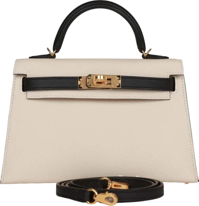 Hermes Special Order (HSS) Kelly Sellier 20 Craie and Black Epsom Gold Hardware Hermes Special Order (HSS) Kelly Sellier 20 Craie and Black Epsom Gold Hardware