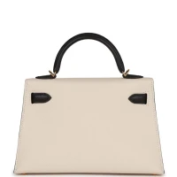Hermes Special Order (HSS) Kelly Sellier 20 Craie and Black Epsom Gold Hardware Hermes Special Order (HSS) Kelly Sellier 20 Craie and Black Epsom Gold Hardware