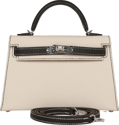 Hermes Special Order (HSS) Kelly Sellier 20 Craie and Black Epsom Palladium Hardware Hermes Special Order (HSS) Kelly Sellier 20 Craie and Black Epsom Palladium Hardware