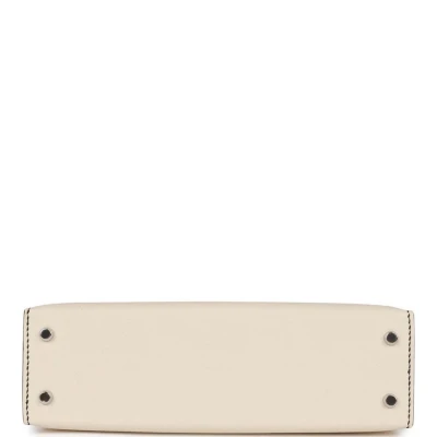 Hermes Special Order (HSS) Kelly Sellier 20 Craie and Black Epsom Palladium Hardware Hermes Special Order (HSS) Kelly Sellier 20 Craie and Black Epsom Palladium Hardware