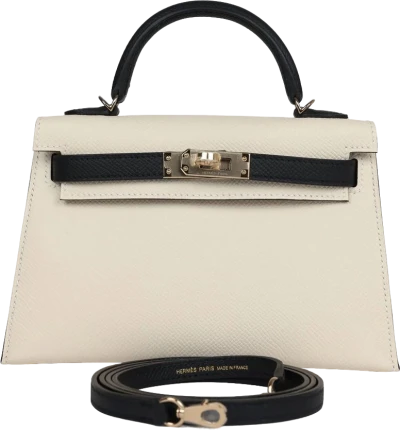 Hermes Special Order (HSS) Kelly Sellier 20 Craie and Black Epsom Permabrass Hardware Hermes Special Order (HSS) Kelly Sellier 20 Craie and Black Epsom Permabrass Hardware