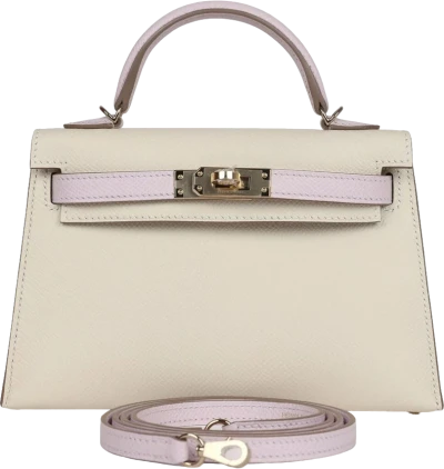 Hermes Special Order (HSS) Kelly Sellier 20 Craie and Mauve Pale Epsom Permabrass Hardware Hermes Special Order (HSS) Kelly Sellier 20 Craie and Mauve Pale Epsom Permabrass Hardware