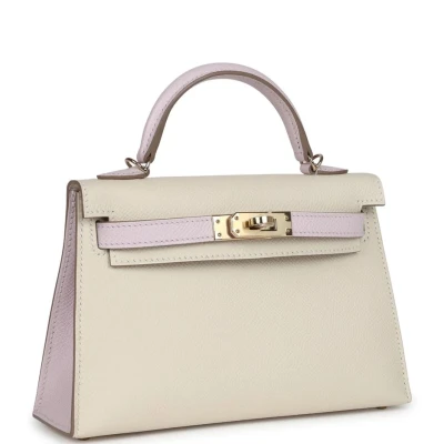 Hermes Special Order (HSS) Kelly Sellier 20 Craie and Mauve Pale Epsom Permabrass Hardware Hermes Special Order (HSS) Kelly Sellier 20 Craie and Mauve Pale Epsom Permabrass Hardware