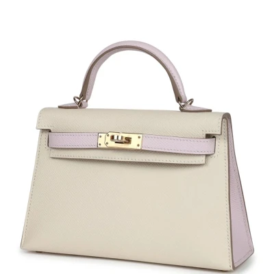Hermes Special Order (HSS) Kelly Sellier 20 Craie and Mauve Pale Epsom Permabrass Hardware Hermes Special Order (HSS) Kelly Sellier 20 Craie and Mauve Pale Epsom Permabrass Hardware