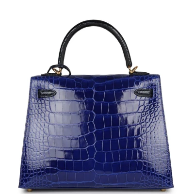 Hermes Special Order (HSS) Kelly Sellier 25 Bleu Electric and Bleu Marine Shiny Alligator Gold Hardware Hermes Special Order (HSS) Kelly Sellier 25 Bleu Electric and Bleu Marine Shiny Alligator Gold Hardware