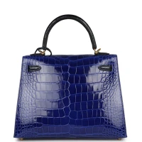 Hermes Special Order (HSS) Kelly Sellier 25 Bleu Electric and Bleu Marine Shiny Alligator Gold Hardware Hermes Special Order (HSS) Kelly Sellier 25 Bleu Electric and Bleu Marine Shiny Alligator Gold Hardware