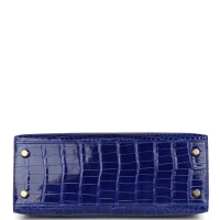 Hermes Special Order (HSS) Kelly Sellier 25 Bleu Electric and Bleu Marine Shiny Alligator Gold Hardware Hermes Special Order (HSS) Kelly Sellier 25 Bleu Electric and Bleu Marine Shiny Alligator Gold Hardware
