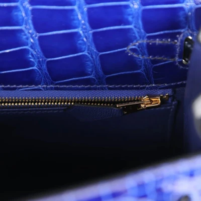 Hermes Special Order (HSS) Kelly Sellier 25 Bleu Electric and Bleu Marine Shiny Alligator Gold Hardware Hermes Special Order (HSS) Kelly Sellier 25 Bleu Electric and Bleu Marine Shiny Alligator Gold Hardware