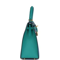 Hermes Special Order (HSS) Kelly Sellier 25 Bleu Hydra and Bleu Paon Chevre Mysore Gold Hardware Hermes Special Order (HSS) Kelly Sellier 25 Bleu Hydra and Bleu Paon Chevre Mysore Gold Hardware