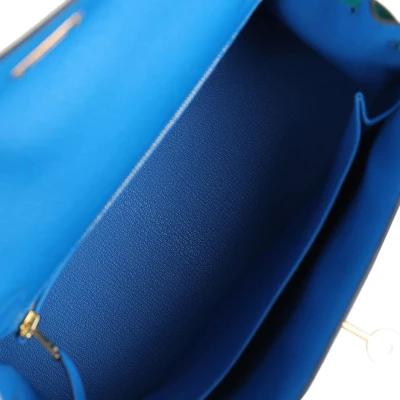 Hermes Special Order (HSS) Kelly Sellier 25 Bleu Hydra and Bleu Paon Chevre Mysore Gold Hardware Hermes Special Order (HSS) Kelly Sellier 25 Bleu Hydra and Bleu Paon Chevre Mysore Gold Hardware