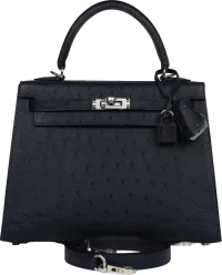 Hermes Special Order (HSS) Kelly Sellier 25 Bleu Indigo Verso Ostrich Palladium Hardware Hermes Special Order (HSS) Kelly Sellier 25 Bleu Indigo Verso Ostrich Palladium Hardware
