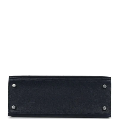 Hermes Special Order (HSS) Kelly Sellier 25 Bleu Indigo Verso Ostrich Palladium Hardware Hermes Special Order (HSS) Kelly Sellier 25 Bleu Indigo Verso Ostrich Palladium Hardware